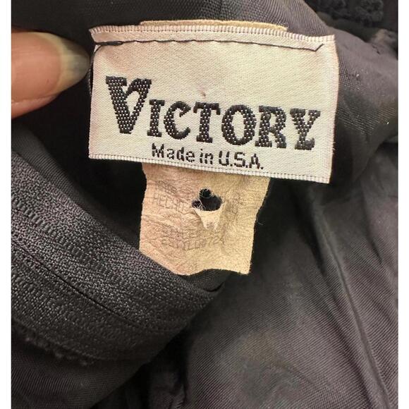 VTG 90s Victory Black Whimsigoth Gown L Textured Rosette Bodice Satin Bow Dress - Picture 4 of 6